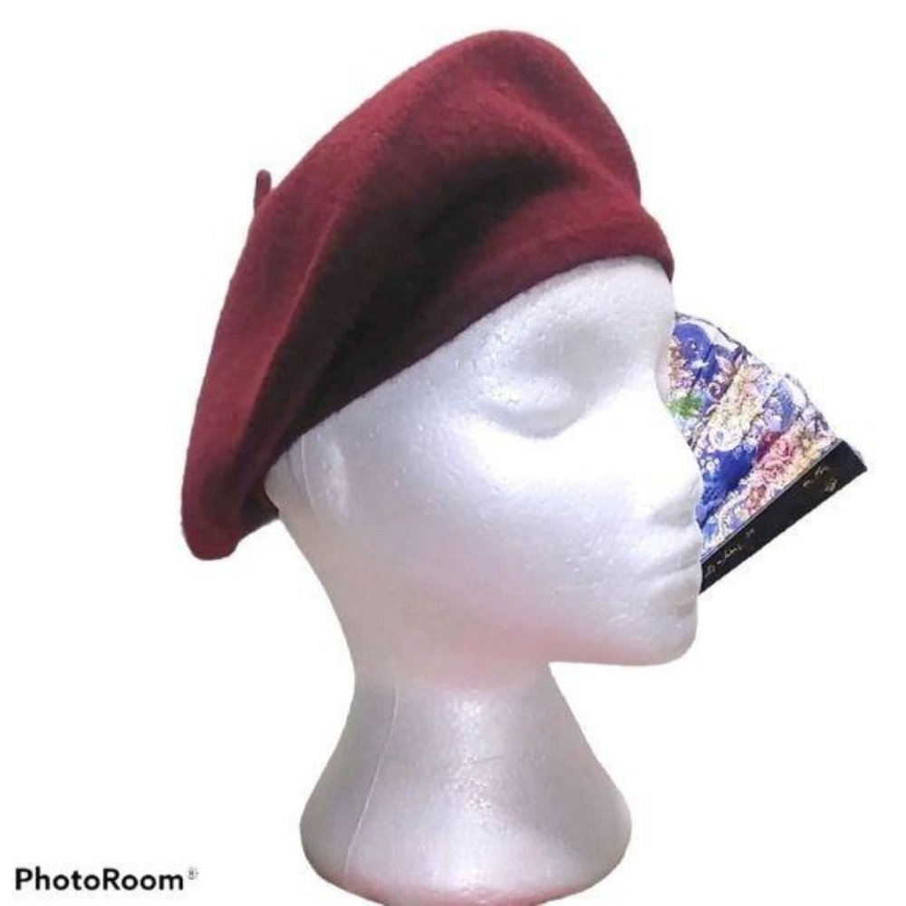 GROOVY GLAM Burgundy Red Classic French Beret